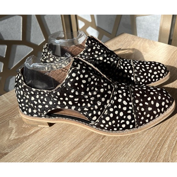 ALL-BLACK Women ALL BLACK Cutout Cowman Slip-On Women flat Shoes Size 39 8.5 9 leather hair calf